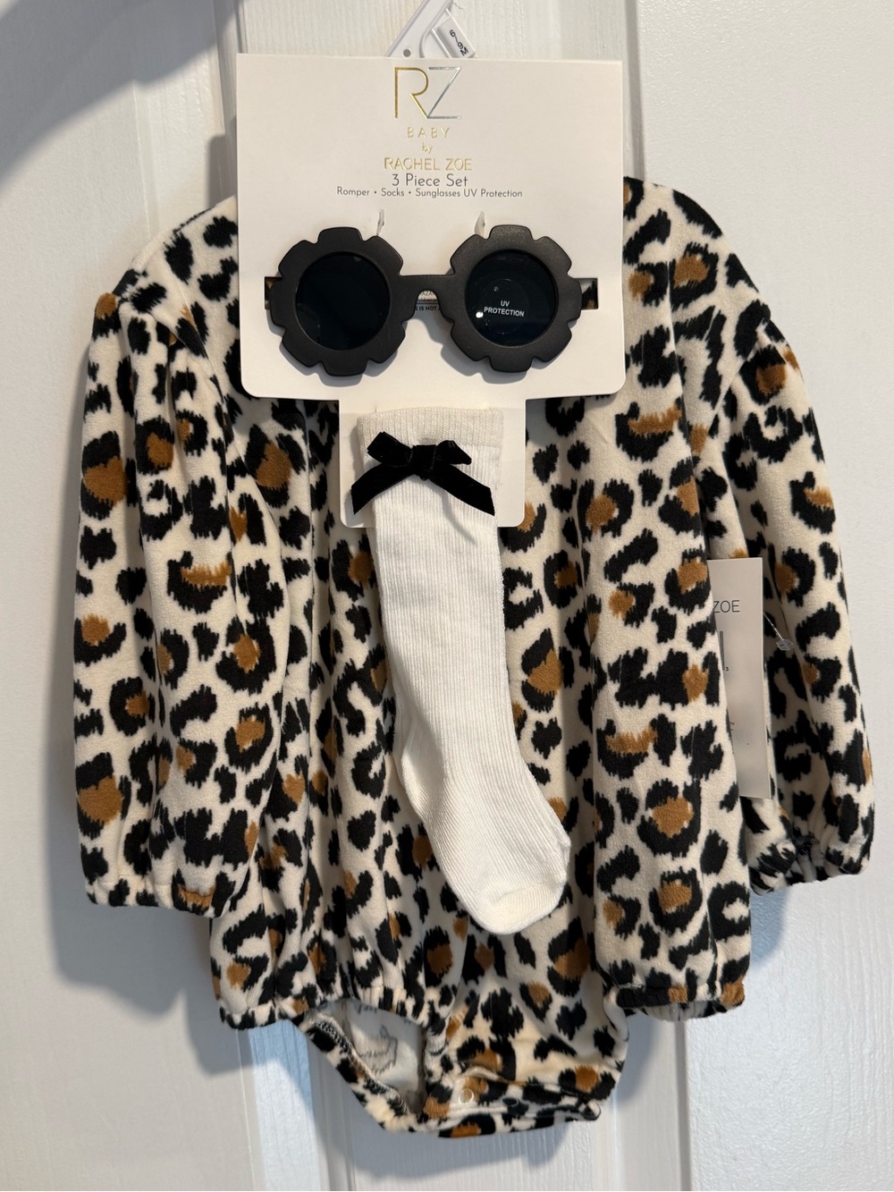 Rachel Zoe Soft Leopard Print One-Piece in White, Black & Brown